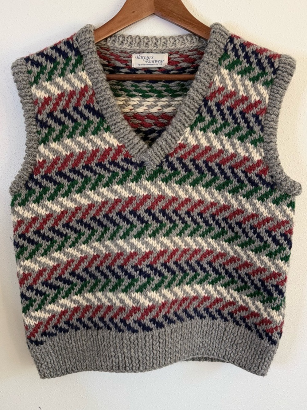 Vintage Harpur’s Knitwear Fair Isle Sweater Vest Wool Blend Nordic S/M 1980s